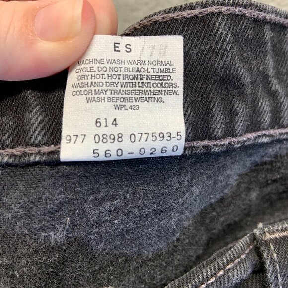 Vintage Levi's Jeans Men's 38x32 Black Dark Wash 90's 560 Loose Fit Tapered Leg - Picture 5 of 11